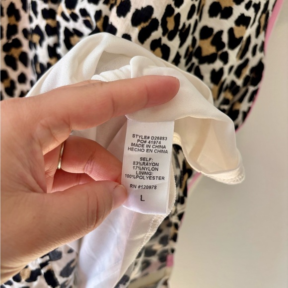 NWT Entro Leopard-Print Caftan Midi Dress with Pink/Brown Trim Large - Picture 7 of 8